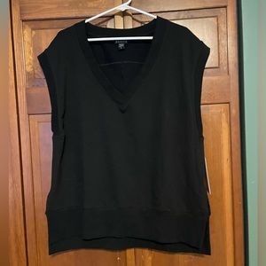 Athleta Black Retroterry V Neck Sweatshirt Tee
